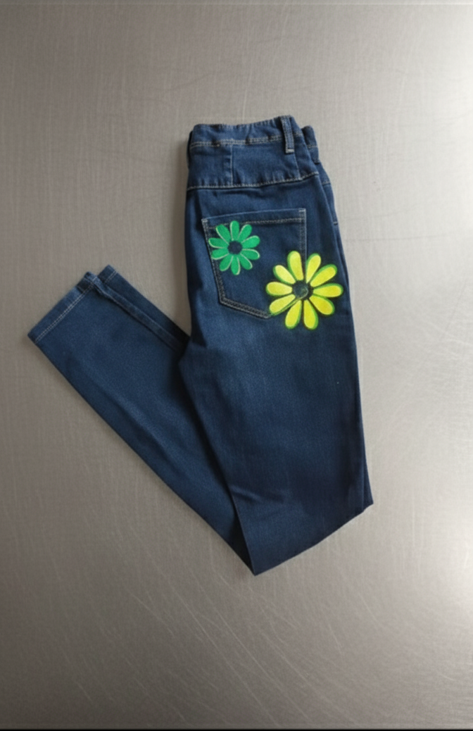 Petal Pocket Hand Painted Denim