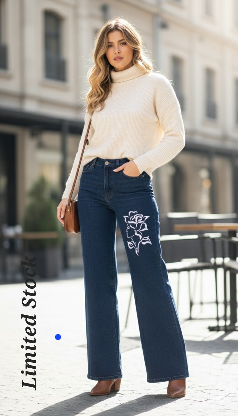Rose Graphic High-Rise Jeans