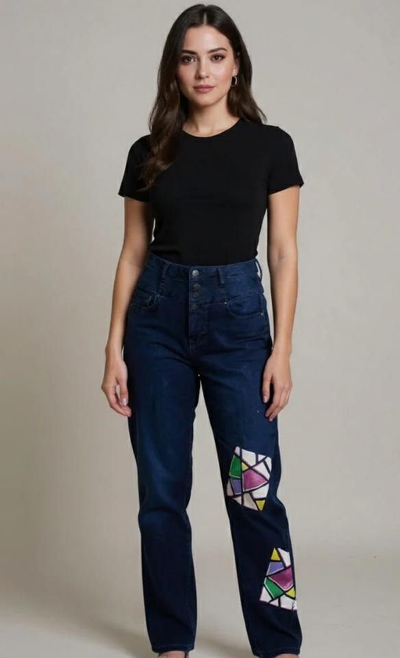 Geometric Prism Jeans