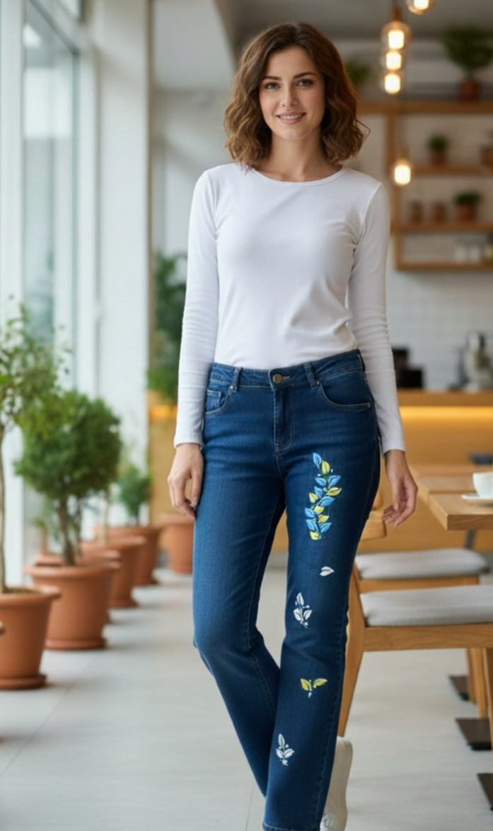 Leaf Motifs Denim
