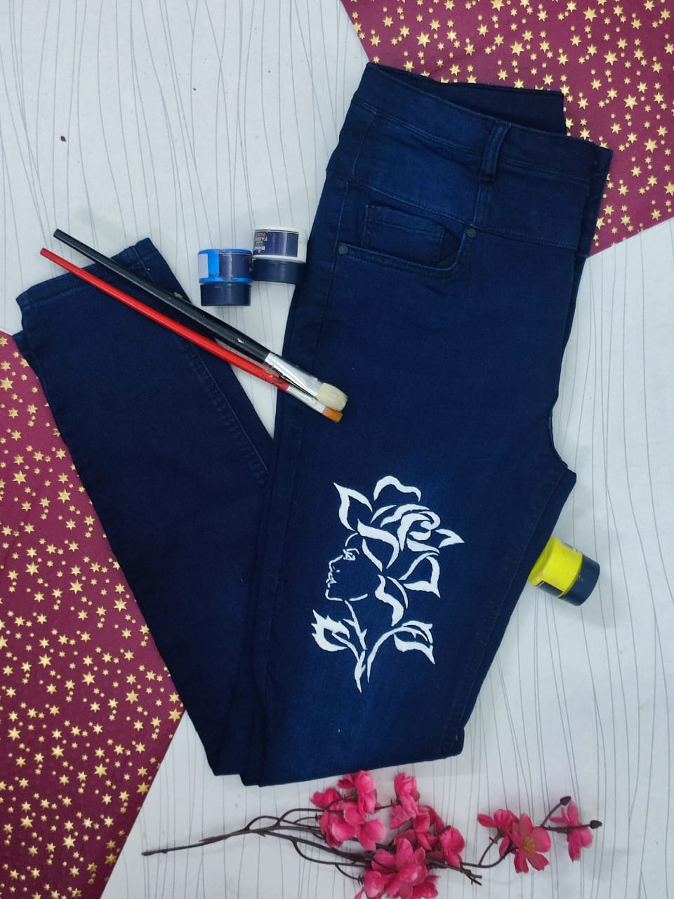 Rose Graphic High-Rise Jeans