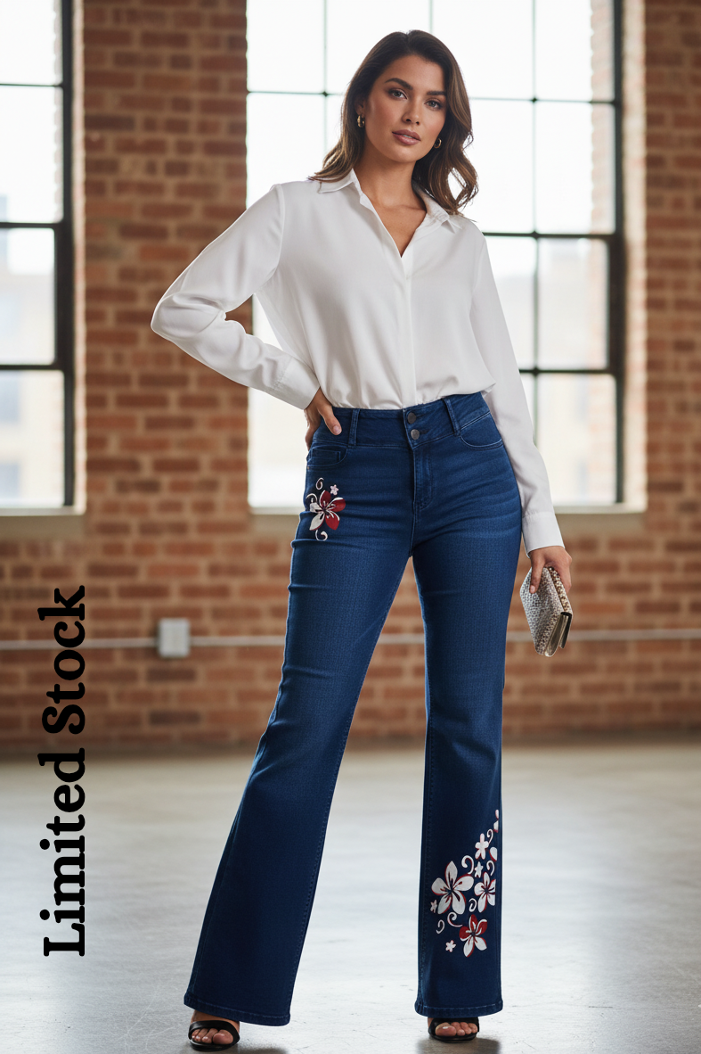 Floral Bloom Hand-Painted Skinny Jeans