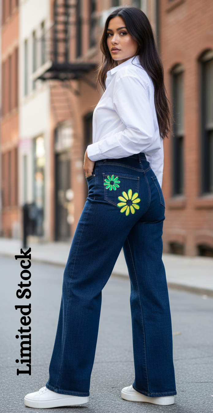 Petal Pocket Hand Painted Denim