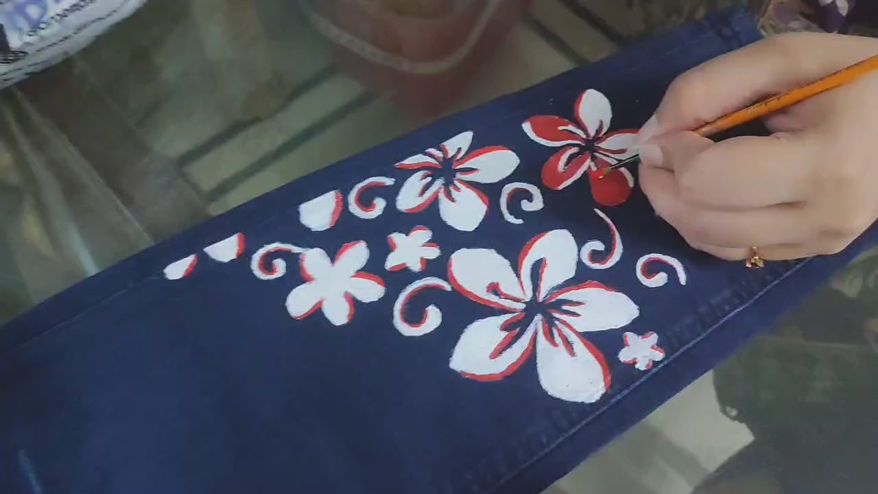 Floral Bloom Hand-Painted Skinny Jeans